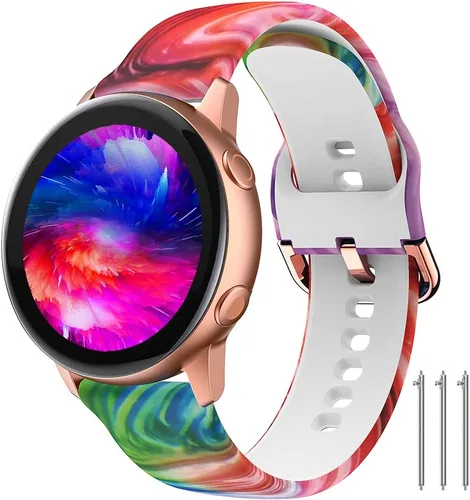 Miniatura 27 de Correas florales compatibles con Samsung Active 2, Watch Band de 1.575 pulgadas/1.732 pulgadas, Active Watch Band 1.575 pulgadas, correa de silicona