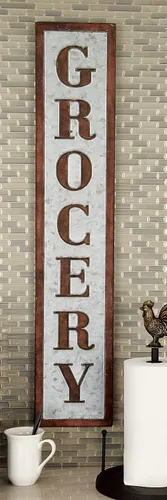 Miniatura 2 de Deco 79 59450 - Letrero de pared de hierro envejecido, 36 x 7 pulgadas, gris/marrón