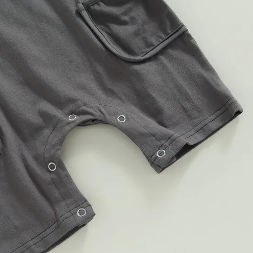 Miniatura 25 de Mameluco unisex de manga corta para bebé recién nacido, con botones, de una pieza, ropa de color sólido