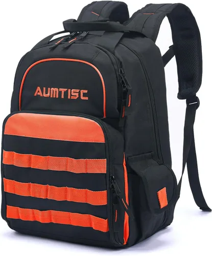 Miniatura 9 de AUMTISC Mochila de Herramientas para Hombres, Organizador de Almacenamiento de Herramientas de Servicio Pesado, Mochila de Bolsas de Trabajo