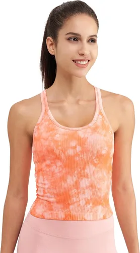 Miniatura 47 de sphinx cat - Camiseta corta de entrenamiento para mujer, camiseta sin mangas, acanalada, con espalda cruzada y brasier integrado