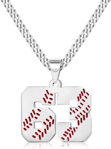 Miniatura 43 de Btysun Collares de béisbol de béisbol número 0-99 dijes de acero inoxidable para hombres, regalos de béisbol, papá, marido, regalo de Navidad