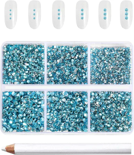 Miniatura 26 de Beadsland 7200 piezas de diamantes de imitación con parte trasera plana, gemas de cristal AB para uñas diamantes de imitación de cristal redondos
