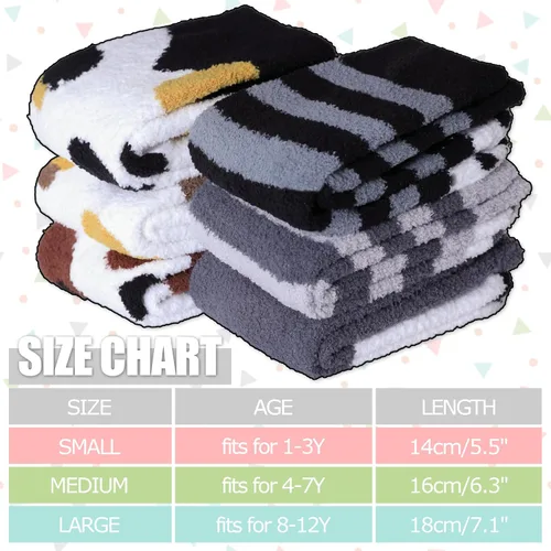 Miniatura 5 de LINEMIN Calcetines peludos para niños y niñas con agarres, antideslizantes, calcetines acogedores y esponjosos para invierno, calcetines cálidos