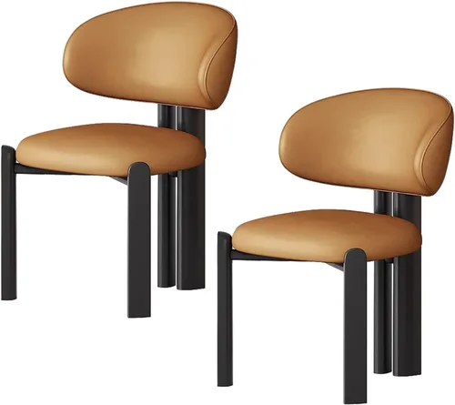 Miniatura 8 de Juego de 2 sillas de comedor tapizadas modernas, diseño cómodo con respaldo curvado para cocina, sala de estar, dormitorio u oficina