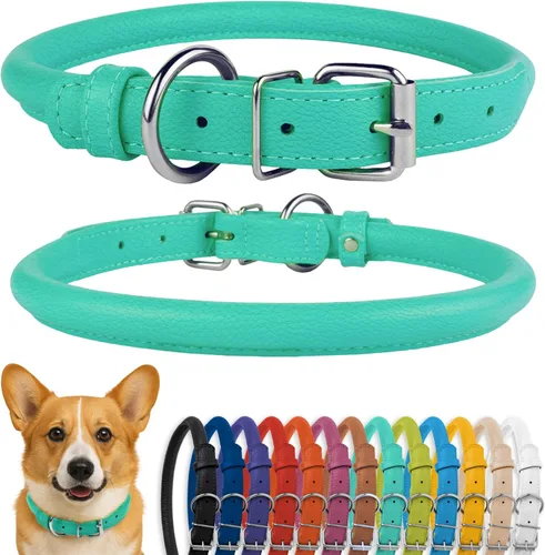 Miniatura 60 de CollarDirect Collar de perro con tachuelas, collares de cuero para mascotas para perros pequeños, medianos y grandes, acolchado suave, marrón, negro