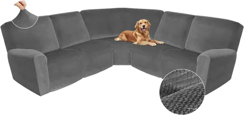 Miniatura 493 de Arfntevss Fundas de sofá seccional reclinable de terciopelo, Funda de sofá seccional de esquina para sofá reclinable, Funda elástica suave