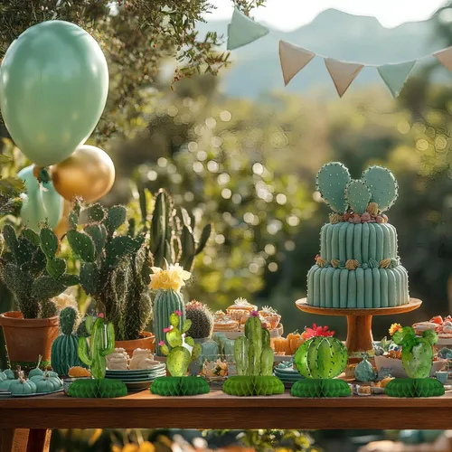 Miniatura 9 de Paquete de 12 decoraciones de mesa de cactus, decoraciones de fiesta de cactus para cumpleaños de niños y baby shower, adornos de mesa de cactus