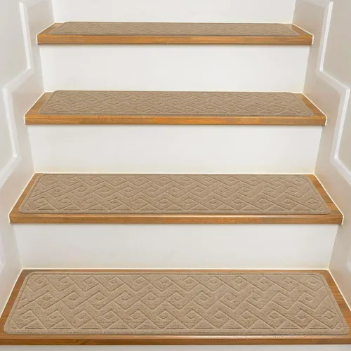 Miniatura 23 de Stair Treads with Landing Rug for Wooden Steps Indoor, Peel and Stick Stair Treads Matching-Mat 20"X32" Stair Landing Slip Resistant Polyester Stair