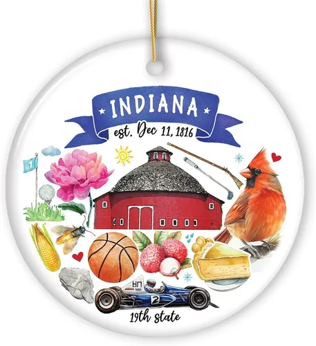 Miniatura 9 de Recuerdos coleccionables de cerámica de EE. UU. - Adornos navideños artísticos con temas y monumentos estatales de Tennessee
