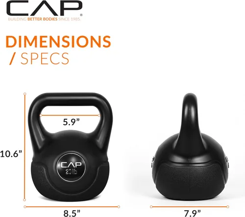 Miniatura 6 de CAP Barbell Juego de pesas de cemento de 45 LB – Pesas de 10 lb, 15 lb y 20 lb recubiertas de vinilo para entrenamiento de fuerza, cardio