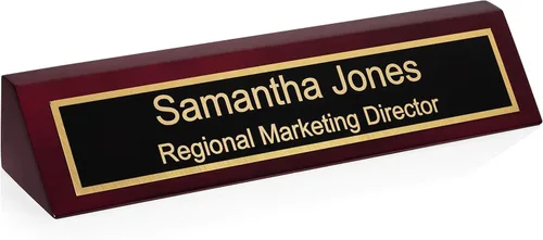 Miniatura 10 de Placa de nombre de escritorio de madera personalizada Providence Engraving para oficina con cuña de escritorio con acabado piano grabado láser