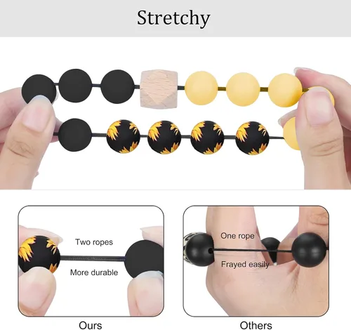 Miniatura 3 de Weixiltc Llavero de pulsera para mujer, pulsera de cuentas de silicona, llavero para llaves de coche
