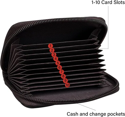 Miniatura 33 de Tarjetero RFID de bolsillo con ventana para ID, piel genuina, S, Negro