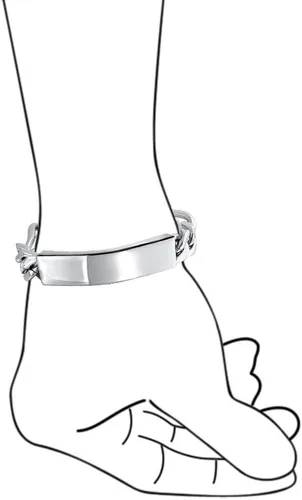 Miniatura 5 de Bling Jewelry Cadena de eslabones cubanos chapada en nombre de identificación para hombre, nombre personalizado, grabado en tono plateado, acero