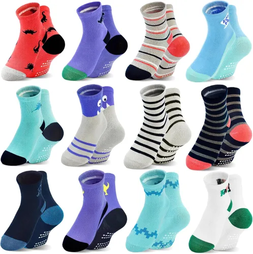 Miniatura 9 de HYCLES Calcetines para niñas pequeñas, calcetines de dibujos animados antideslizantes con agarre para bebés de 6-12 meses y niños de 1-7 años