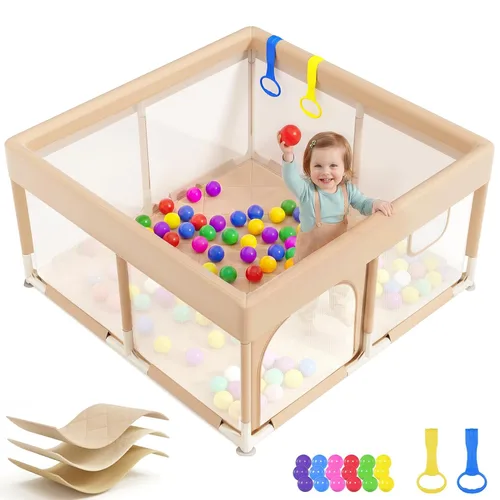 Miniatura 22 de Dripex Corralito para bebés, corralito pequeño de 47×47 pulgadas para bebés, corralito de juegos para bebés con mayor seguridad