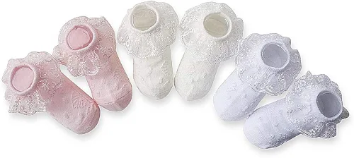 Miniatura 9 de Juebm Infant Baby Girls Ruffle Socks Toddler Dress socks,Pack of 356 Baby Frilly Lace Ankle Socks