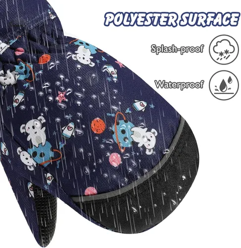 Miniatura 4 de MoKo Guantes de nieve para niños pequeños, antideslizantes, impermeables, con cremallera, de tela de terciopelo cálido, guantes de esquí para niños