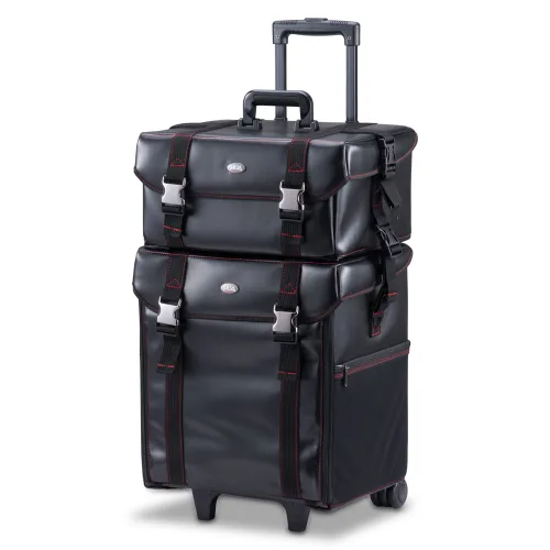 Maquillador profesional 2 en 1 Rolling Maquillaje Tren Estuche Organizador Cosmético Carro Suave con Cajones de Almacenamiento y Hebillas de Metal,