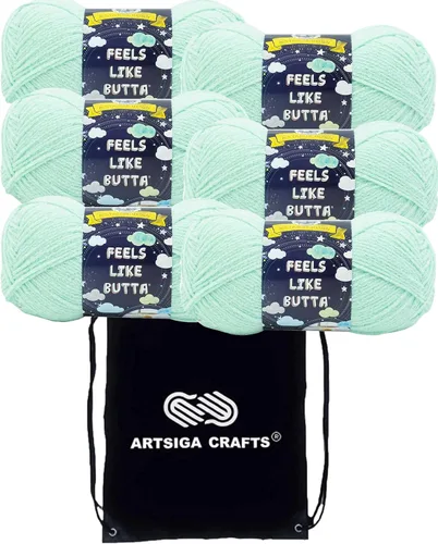 Miniatura 16 de Lion Brand Feels Like Butta Rainy Day 215-99 (3 madejas - mismo lote de tinte) estambre medio #4 poliéster para tejer con gancho y agujas con bolsa