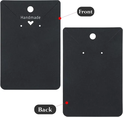 Miniatura 3 de joycraft 100 tarjetas negras para aretes, collares, tarjetas de exhibición de aretes de papel, tarjetas de joyería personalizadas para vender, Negro