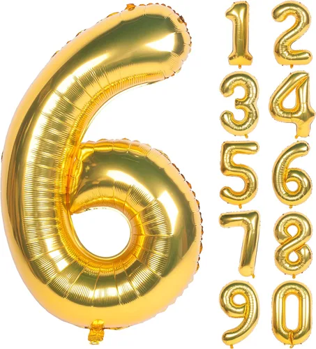 Miniatura 35 de Globos de helio de 40 pulgadas con dígitos dorados para fiesta de cumpleaños., Número 0, 40 pulgadas, número 0 oro 7