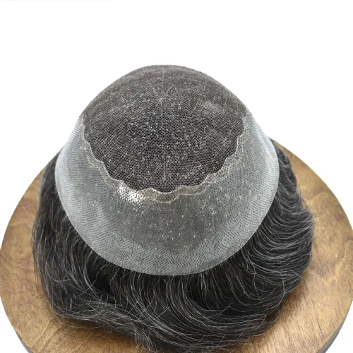 Miniatura 5 de Toupee para hombres Cabello humano real suave suizo encaje sistema de reemplazo de pelo para hombre Toupee sistema de pelo postizo para hombres