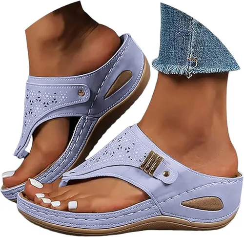 Miniatura 11 de Sandalias ortopédicas para mujer, sandalias de cuña con soporte de arco, sandalias de playa cómodas y elegantes para el verano 2025