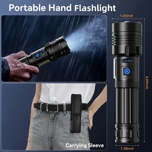 Miniatura 9 de Linterna Wohingo Recargable 2000 Altos Lúmenes IPX6 Impermeable Super Brillante con 7 Modos y Luz Lateral COB, Luz de Mano Ampliable Más Brillante