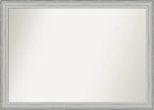 Miniatura 372 de Amanti Art Espejo de baño plateado para sobre fregadero, 25 x 25 pulgadas, espejo de tocador cuadrado estrecho de níquel cepillado, marco de madera