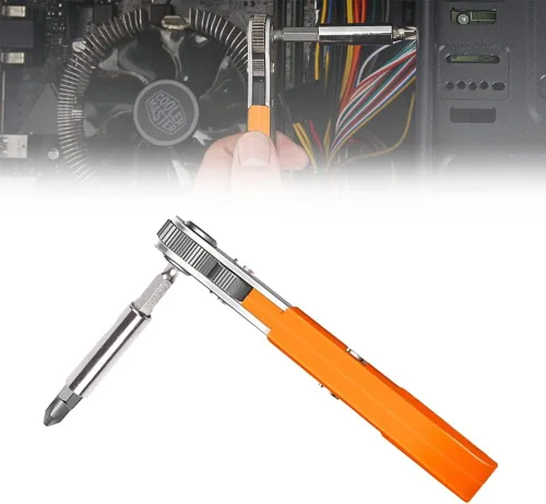 Miniatura 5 de Juego de 12 mini llaves de trinquete de 1/4 de pulgada de ángulo recto de acero de 36 dientes, mango reversible de 90 grados con juego de puntas