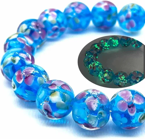 Miniatura 16 de Artsy Crafts - 60 cuentas surtidas de luciérnaga que brillan en la oscuridad de 0.472 in (0.472 in), cuentas de vidrio luminosas para hacer joyas