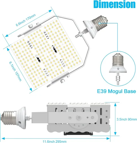 Miniatura 4 de 150W LED Retrofit para HID Shoebox Wall Pack Canopy 21,400 lúmenes 400W/450W/550W Haluro de metal igual 5700K luz diurna E39 Mogul Base para lámpara