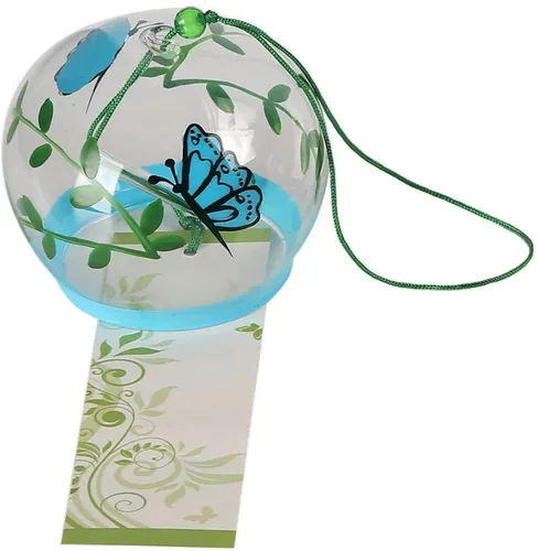 Miniatura 6 de Campanas de viento japonesas románticas con flores pequeñas Campanas de viento hechas a mano de vidrio estilo japonés colgante para regalo