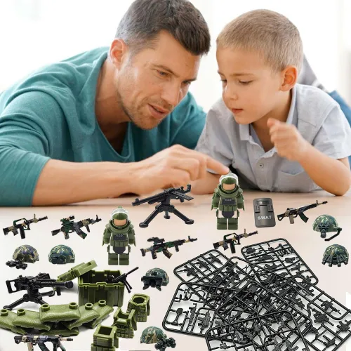 Miniatura 6 de ZHX Paquete de Armas Accesorios Militares Juguetes de Bloques de Construcción, Incluye Casco NVD Armadura Corporal Traje E.O.D Pistola de Camuflaje