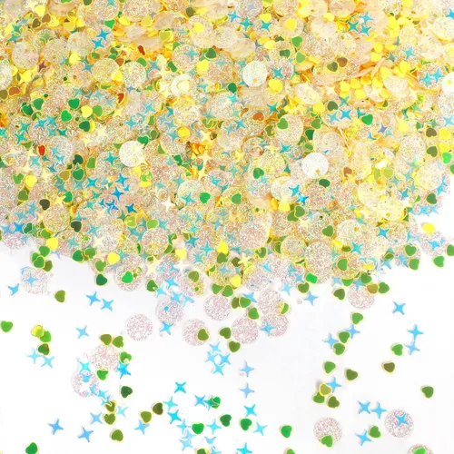 Miniatura 11 de KIMOBER 16000 lentejuelas sueltas a granel de 0.236 pulgadas, mezcla de 24 colores arcoíris redondas, lentejuelas con agujeros para coser