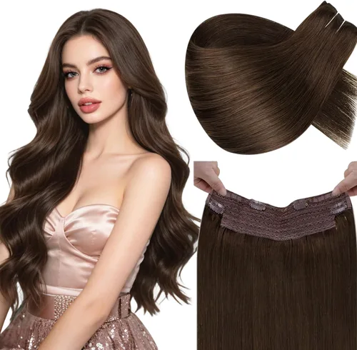Miniatura 24 de LaaVoo Extensión de cola de caballo de cabello humano marrón para mujer, extensiones de cola de caballo marrón oscuro, extensiones de cabello humano
