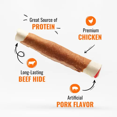 Miniatura 2 de Good 'n' Fun Rolls - Golosina para perros de larga duración, para perros grandes, con proteínas reales, piel de res y pollo premium, apoya la salud