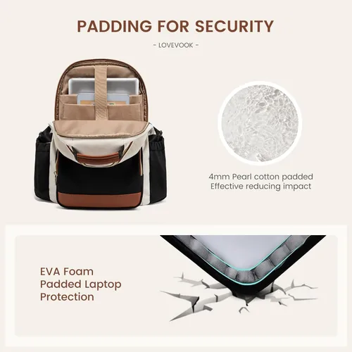 Miniatura 50 de LOVEVOOK Mochila para laptop para mujer, 15,6 pulg. Beige - Negro - Castaño