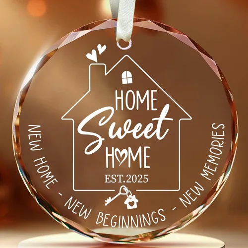 Miniatura 13 de Ornamento de Vidrio para el 50º Aniversario de Bodas – Elegante Decoración de Árbol de Navidad de Vidrio Transparente y Regalo Conmemorativo