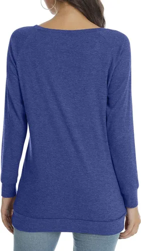 Miniatura 3 de POPYOUNG - Blusa casual de manga larga para mujer, túnica de otoño con cuello redondo para usar con leggings