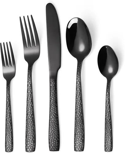 Miniatura 27 de Juego de cubiertos dorados de 20 piezas con tenedor para pastel, juego de cubiertos de acero inoxidable para 4, utensilios de cocina con mango
