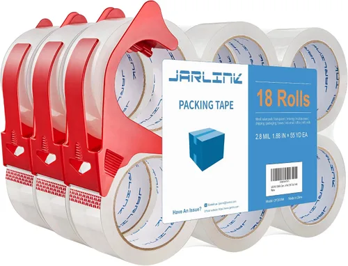 Miniatura 11 de JARLINK 12 Rollos de Cinta de Embalaje Transparente con 2 Dispensadores, Refacciones de Cinta de Embalaje Resistente para Envíos, Embalaje, Correo