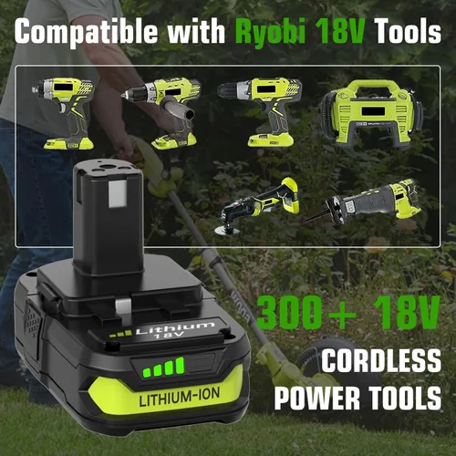 Miniatura 4 de Enermall Paquete de 2 baterías de repuesto P102 de 3600 mAh para Ryobi de 18 V Plus compatibles con baterías Ryobi de 18 V P108 P103 P105 P107 P109