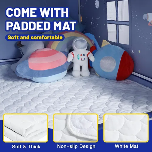 Miniatura 3 de Wilwolfer Space - Tienda de campaña para niños en interior: con paspartú, tienda de campaña para niños, juguetes espaciales, decoraciones