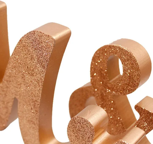 Miniatura 3 de Señal de boda Mr & Mrs con letras decorativas, rústico elegante, purpurina de oro rosa, 12.52 x 7.09 pulgadas dorado rosa brillante