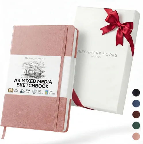 Miniatura 13 de BEECHMORE BOOKS Sketch Book, A4 8.5 x 11.5 inch Blank Sketchbook for Drawing, Paint and Draw, 156 Pages Thick Paper 160gsm, Hardcover Leather Art