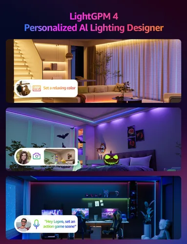 Miniatura 2 de Lepro SE1 AI - Tira de luces LED inteligentes – Tiras de luz RGB que cambian de color de 16.4 pies con control de aplicación, iluminación generada