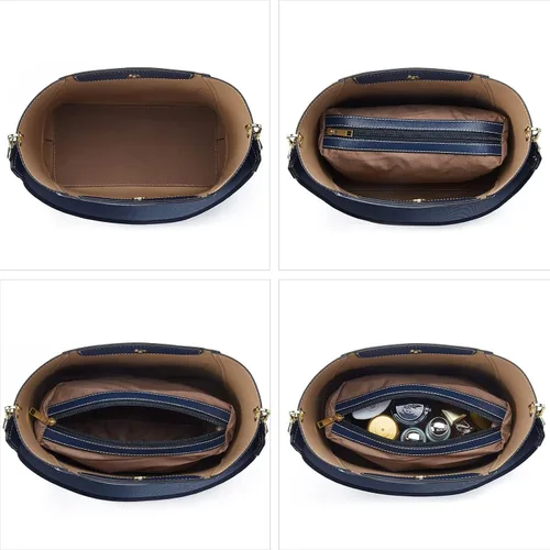 Miniatura 6 de BROMEN - Bolso de cuero para mujer, bolso estilo Hobo para llevar al hombro o cruzado